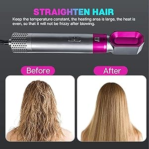 5 In 1 Hot Air Styler Hair Dryer Comb Multifunctional Styling Tool Fast Heating Crimper Wand Manual Curler In All Hair Type,Negative Ion Comb For Straightening, 1000 Watts