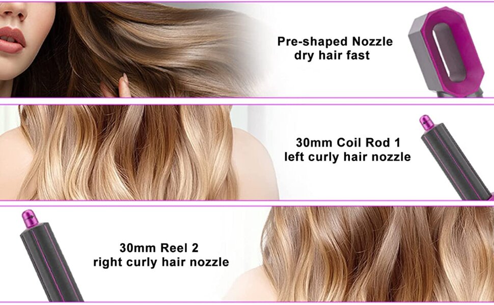 5 In 1 Hot Air Styler Hair Dryer Comb Multifunctional Styling Tool Fast Heating Crimper Wand Manual Curler In All Hair Type,Negative Ion Comb For Straightening, 1000 Watts