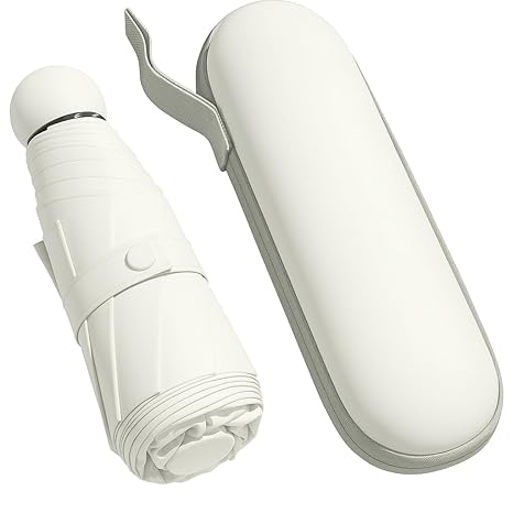 Mini Umbrella with Case for Men Women Compact Travelling Umbrella, Polyester UV Protection Summer Anti Slip Handle- Use in Rain & Summer Frame