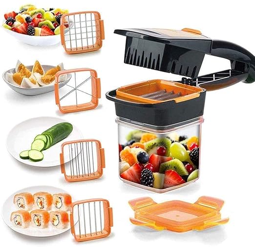 5 in 1 Nicer Vegetable Dicer Chopper 5 in 1 Multi-Function Slicer Vegetable & Fruits Cutter, Dicer Grater & Chopper, Peeler with Container Onion Cutter Kitchen