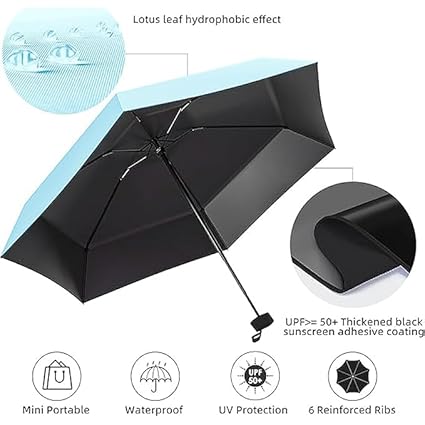 Small UV Protection Travel Umbrella Compact for Rain and Sun UPF 50+ 41 inch Portable Umbrella for Women and Men