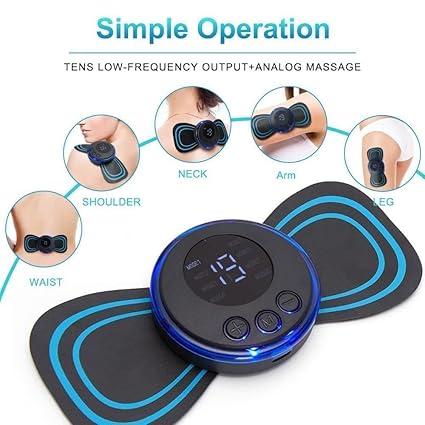 Mini Butterfly Massager, Digital Display, Back and Neck Pain Relief (Black)