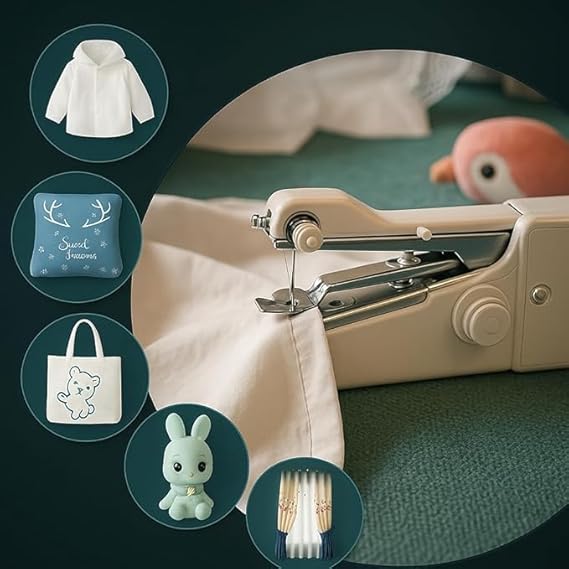 Electric Handy Stitch Mini Hand Sewing Machine Stapler Style Mini Machine Home Tailoring Silai Machine Emergency Stitching Handheld Sewing Machine For Emergency Stitching (A1), White