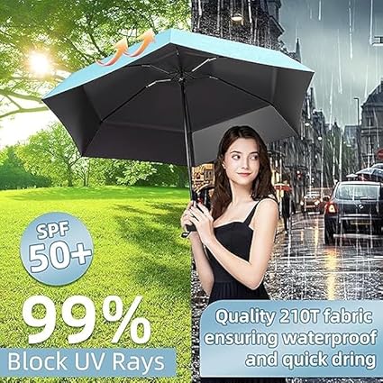 Small UV Protection Travel Umbrella Compact for Rain and Sun UPF 50+ 41 inch Portable Umbrella for Women and Men