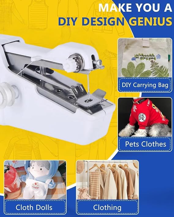 Electric Handy Stitch Mini Hand Sewing Machine Stapler Style Mini Machine Home Tailoring Silai Machine Emergency Stitching Handheld Sewing Machine For Emergency Stitching (A1), White
