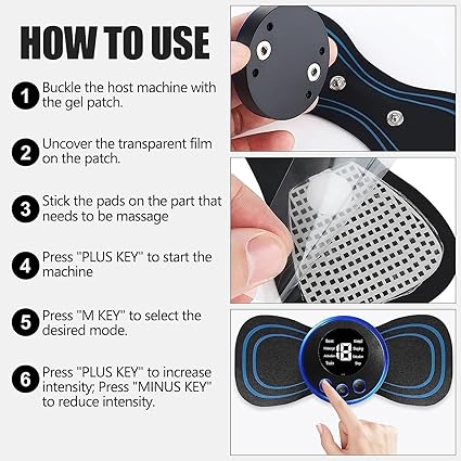 Mini Butterfly Massager, Digital Display, Back and Neck Pain Relief (Black)