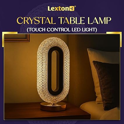 Oval Shape Led Crystal table lamp Modern LED Table Lamp, Crystal Diamond Design, Oval Shape, Warm Ambient Light