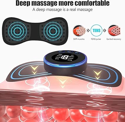 Mini Butterfly Massager, Digital Display, Back and Neck Pain Relief (Black)
