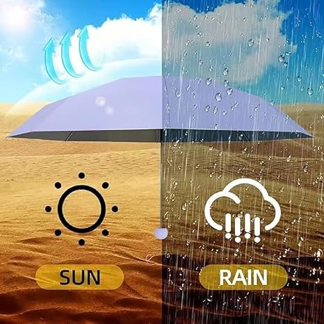 Mini Umbrella with Case for Men Women Compact Travelling Umbrella, Polyester UV Protection Summer Anti Slip Handle- Use in Rain & Summer Frame