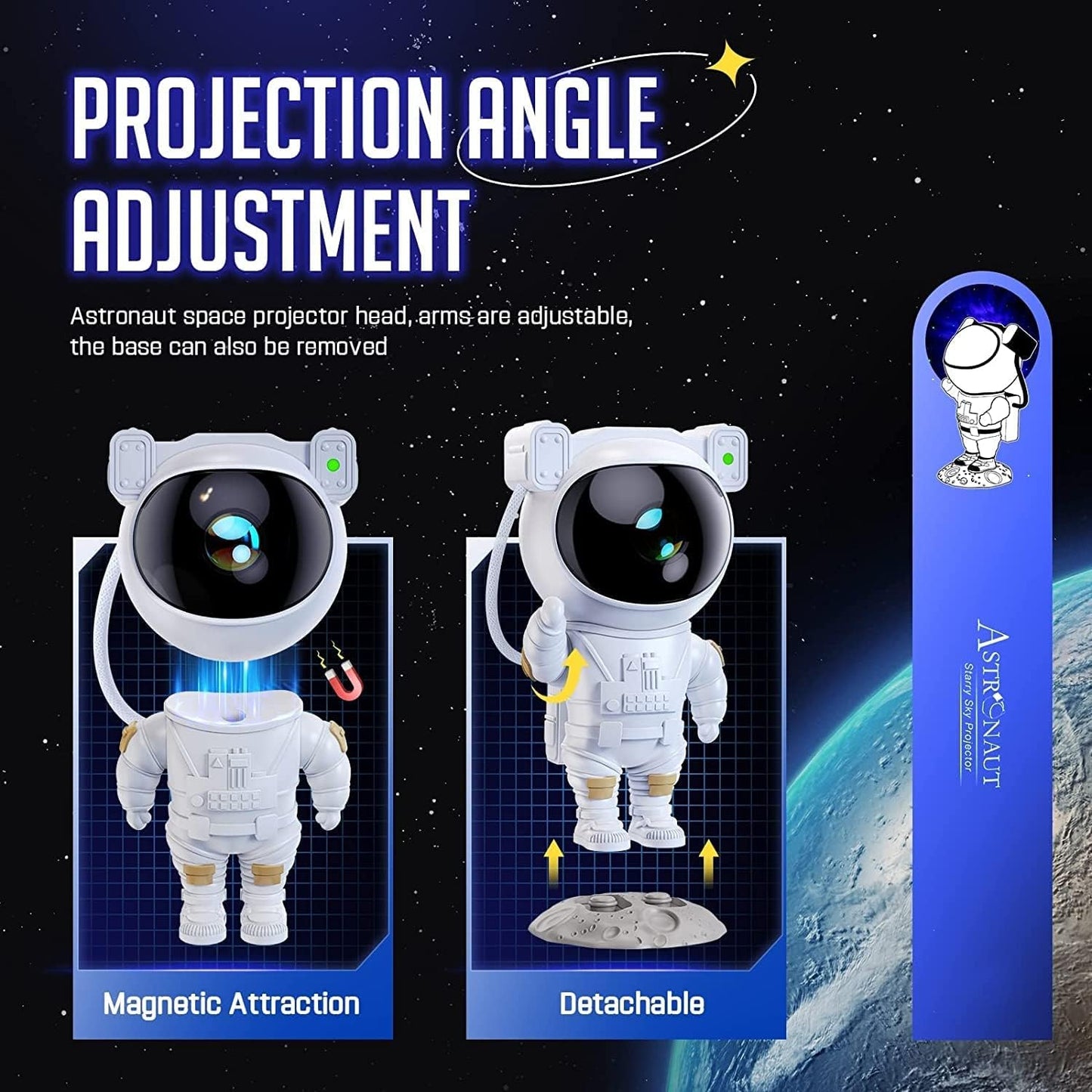 Astronaut Galaxy Projector Night Light – 360° Rotating Nebula Star Projector with Remote Control, Timer & Adjustable Head – LED Space Lamp for Kids’ Bedroom, Gaming Room, Home & Party Decor