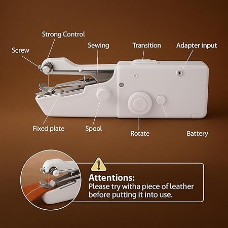 Electric Handy Stitch Mini Hand Sewing Machine Stapler Style Mini Machine Home Tailoring Silai Machine Emergency Stitching Handheld Sewing Machine For Emergency Stitching (A1), White
