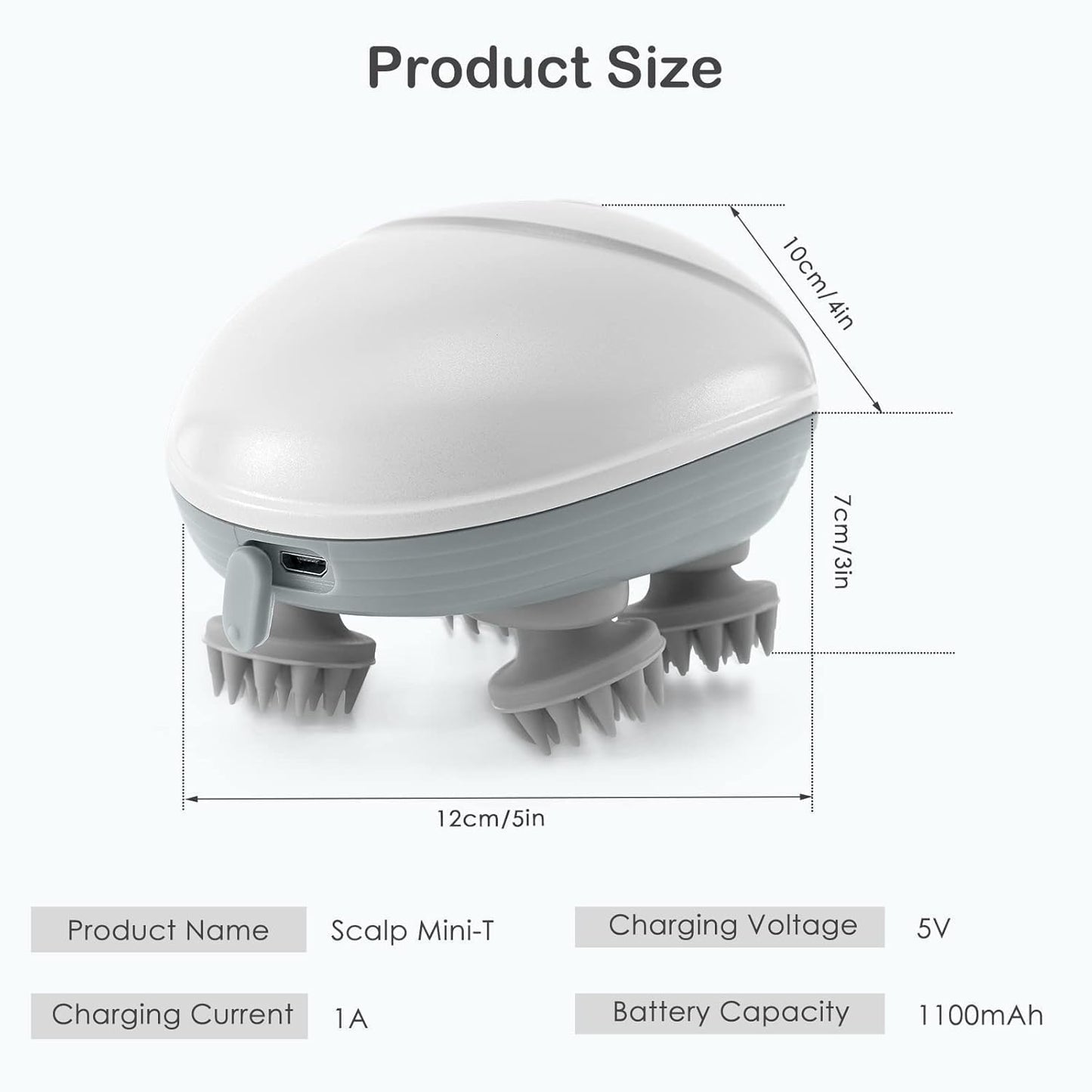 Electric Head,Scalp Massager| Rechargeable Head Kneading Massage Machine| 3 Speed Mode Handheld,Scalp Body Massager for Hair Growth,Deep Clean & Stress Relaxation (White)