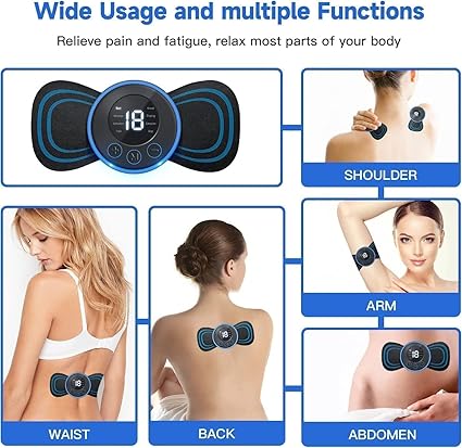 Mini Butterfly Massager, Digital Display, Back and Neck Pain Relief (Black)