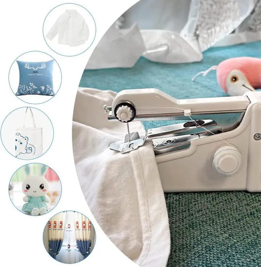 Electric Handy Stitch Mini Hand Sewing Machine Stapler Style Mini Machine Home Tailoring Silai Machine Emergency Stitching Handheld Sewing Machine For Emergency Stitching (A1), White