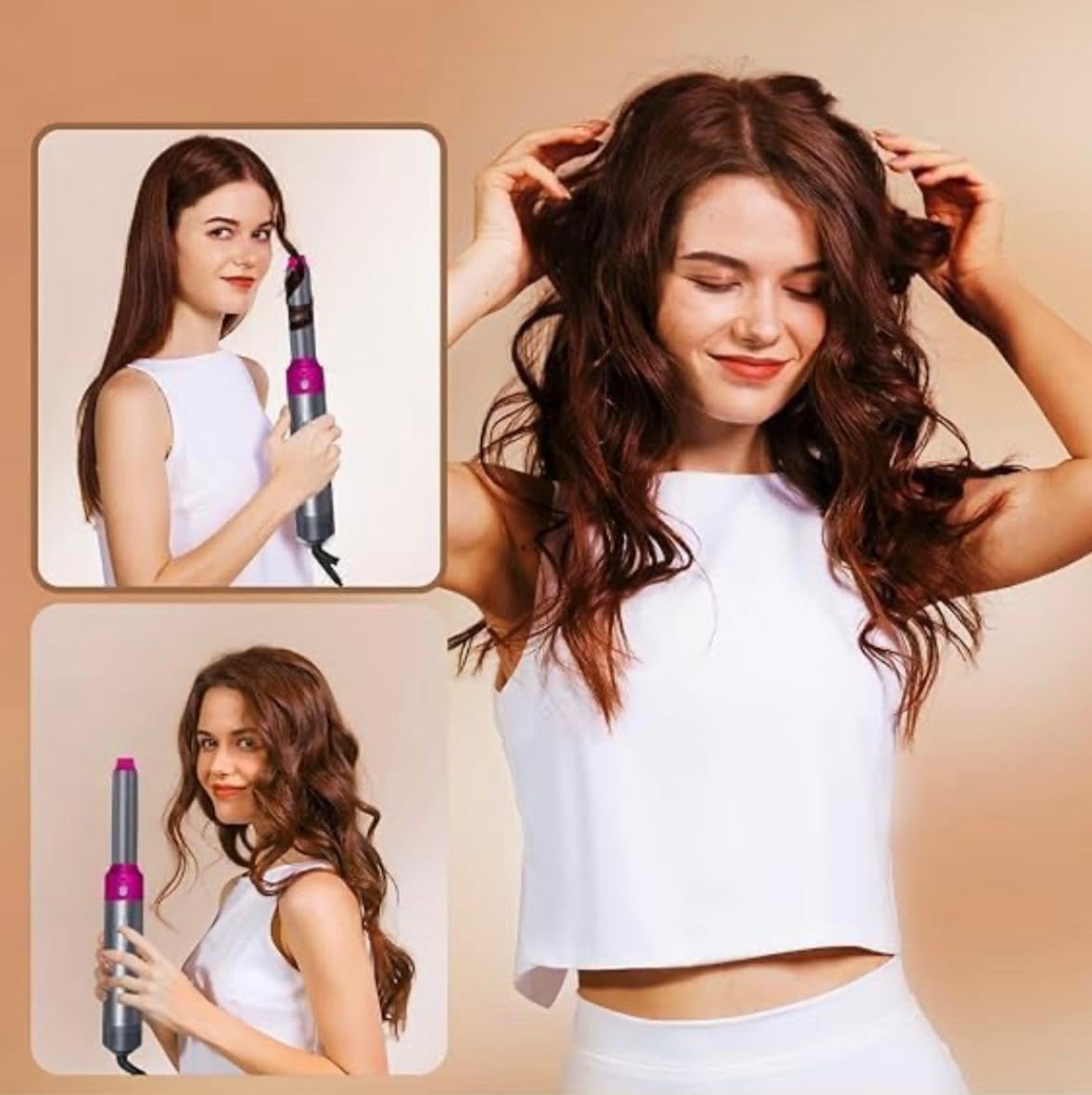 5 In 1 Hot Air Styler Hair Dryer Comb Multifunctional Styling Tool Fast Heating Crimper Wand Manual Curler In All Hair Type,Negative Ion Comb For Straightening, 1000 Watts