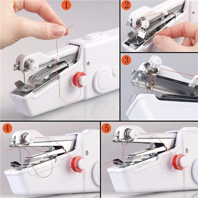 Electric Handy Stitch Mini Hand Sewing Machine Stapler Style Mini Machine Home Tailoring Silai Machine Emergency Stitching Handheld Sewing Machine For Emergency Stitching (A1), White