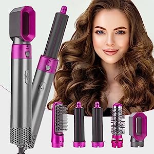 5 In 1 Hot Air Styler Hair Dryer Comb Multifunctional Styling Tool Fast Heating Crimper Wand Manual Curler In All Hair Type,Negative Ion Comb For Straightening, 1000 Watts