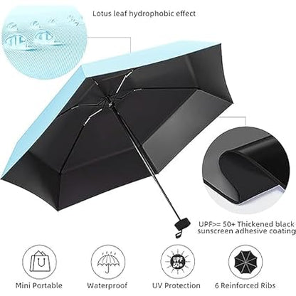 Small UV Protection Travel Umbrella Compact for Rain and Sun UPF 50+ 41 inch Portable Umbrella for Women and Men