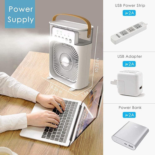Mini Cooler for Room Cooling AC Portable Mini Fan Artic Cooler with 7 Colors LED Light, 1/2/3 H Timer, 3 Wind Speeds and 3 Spray Modes for Office,Home,Dorm,Travel1