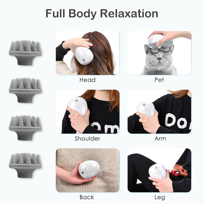 Electric Head,Scalp Massager| Rechargeable Head Kneading Massage Machine| 3 Speed Mode Handheld,Scalp Body Massager for Hair Growth,Deep Clean & Stress Relaxation (White)