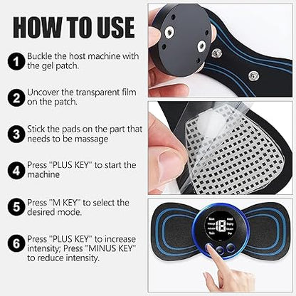 Mini Butterfly Massager, Digital Display, Back and Neck Pain Relief (Black)