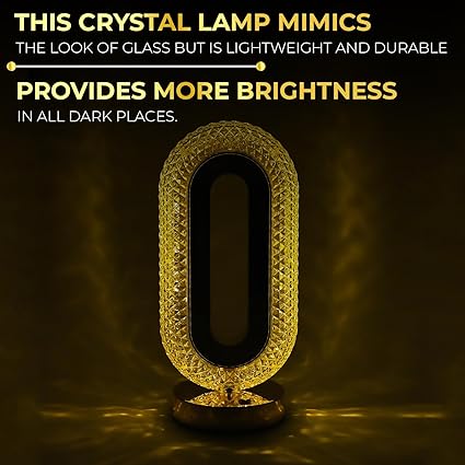 Oval Shape Led Crystal table lamp Modern LED Table Lamp, Crystal Diamond Design, Oval Shape, Warm Ambient Light