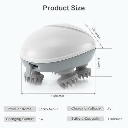 Electric Head,Scalp Massager| Rechargeable Head Kneading Massage Machine| 3 Speed Mode Handheld,Scalp Body Massager for Hair Growth,Deep Clean & Stress Relaxation (White)