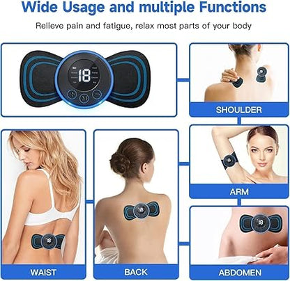 Mini Butterfly Massager, Digital Display, Back and Neck Pain Relief (Black)
